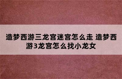 造梦西游三龙宫迷宫怎么走 造梦西游3龙宫怎么找小龙女